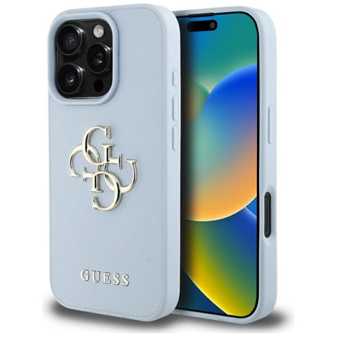 ⁨Etui Guess Grained Big 4G Logo Small     Classic Logo do iPhone 16 Pro Max niebieski⁩ w sklepie Wasserman.eu