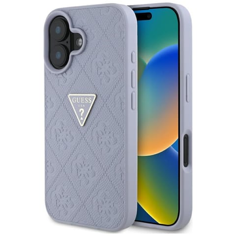⁨Etui Guess Hot Stamp 4G Pattern Triangle Metal Logo do iPhone 16 fioletowy⁩ w sklepie Wasserman.eu