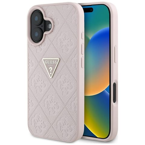 ⁨Etui Guess Hot Stamp 4G Pattern Triangle  Metal Logo do iPhone 16 różowy⁩ w sklepie Wasserman.eu