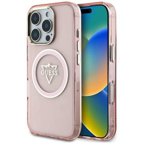 ⁨Etui Guess IML Metal Mountain Logo       MagSafe do iPhone 16 Pro Max różowy⁩ w sklepie Wasserman.eu