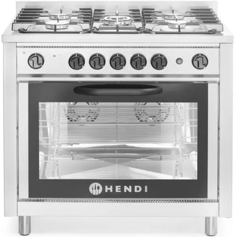 ⁨Gas kitchen 5 burners with convection oven - Hendi 225707⁩ at Wasserman.eu