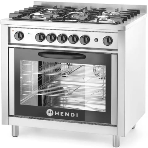 ⁨Gas kitchen 5 burners with convection oven - Hendi 225707⁩ at Wasserman.eu