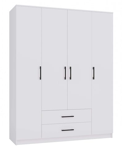 ⁨Topeshop ROMANA 160 BIEL KPLB bedroom wardrobe/closet 11 shelves 4 door(s) White⁩ at Wasserman.eu