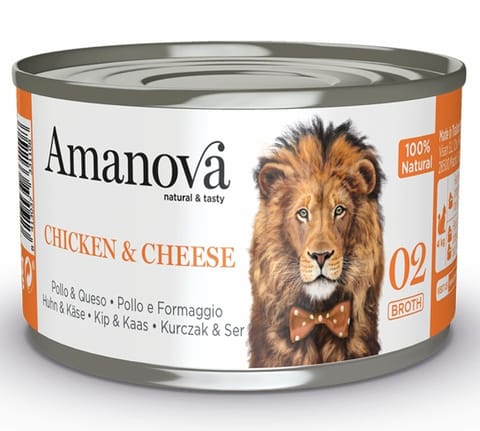 ⁨Amanova Cat Chicken & Cheese - kurczak i ser w bulionie puszka 70g [02]⁩ w sklepie Wasserman.eu