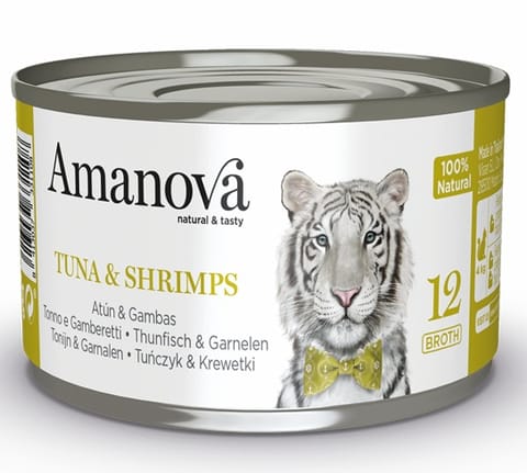 ⁨Amanova Cat Tuna & Shrimps - tuńczyk i krewetki w bulionie puszka 70g [12]⁩ w sklepie Wasserman.eu