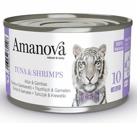 ⁨Amanova Cat Tuna & Shrimps - tuńczyk i krewetki w galaretce puszka 70g [10]⁩ w sklepie Wasserman.eu