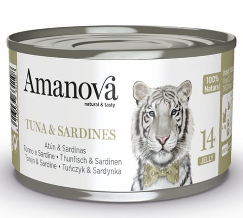 ⁨Amanova Cat Tuna & Sardines - tuńczyk i sardynki w galaretce puszka 70g [14]⁩ w sklepie Wasserman.eu