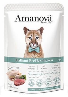 ⁨Amanova Cat Brilliant Beef & Chicken - wołowina i kurczak saszetka 85g [P14]⁩ w sklepie Wasserman.eu