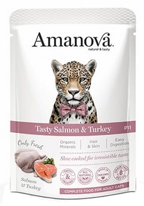 ⁨Amanova Cat Tasty Salmon & Turkey - łosoś i indyk saszetka 85g [P11]⁩ w sklepie Wasserman.eu