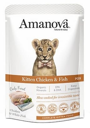 ⁨Amanova Cat Kitten Chicken & Fish - kurczak i biała ryba saszetka 85g [P09]⁩ w sklepie Wasserman.eu