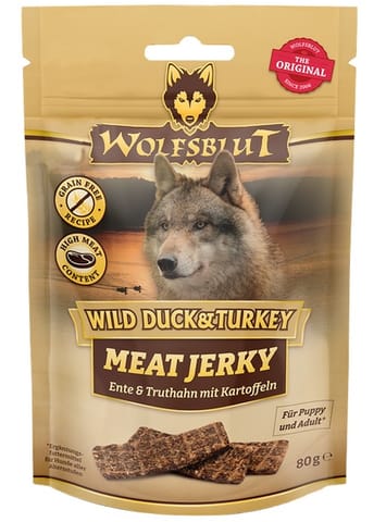 ⁨Wolfsblut Dog Meat Jerky Wild Duck & Turkey 80g⁩ w sklepie Wasserman.eu