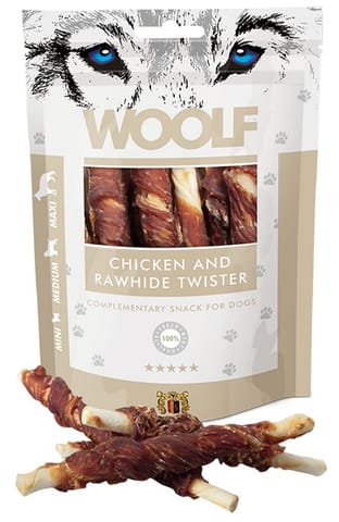 ⁨WOOLF Chicken Rawhide Twister - dog treat - 100 g⁩ at Wasserman.eu