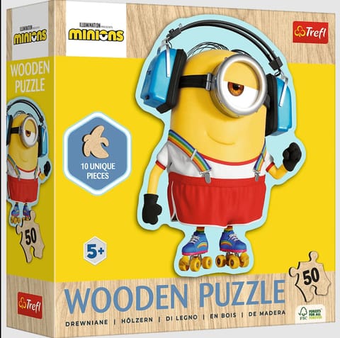 ⁨Puzzle - "50 Puzzle Drewniane Konturowe - Szalony Minionek" Trefl  20239⁩ w sklepie Wasserman.eu