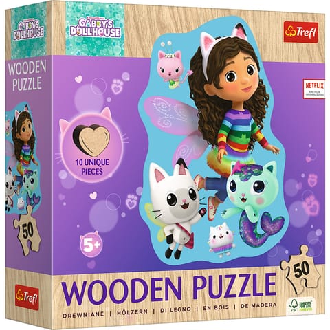 ⁨Puzzle - "50 Puzzle Drewniane Konturowe" - Wesoła Gabby Trefl  20260⁩ w sklepie Wasserman.eu