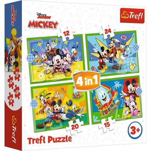 ⁨Puzzle - "4w1 (12, 15, 20, 24)" - Wśród przyjaciół Myszka Miki Trefl 34616⁩ w sklepie Wasserman.eu