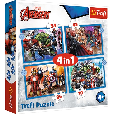 ⁨Puzzle - "4w1" - Odważni Avengersi Trefl  34386⁩ w sklepie Wasserman.eu