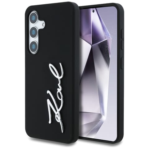 ⁨Etui Karl Lagerfeld Silicone Metal       Signature Logo do Samsung Galaxy S25 czarny⁩ w sklepie Wasserman.eu