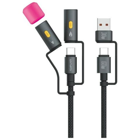 ⁨Kabel USB-C 4smarts Explorer 4w1 60W 1m   czarny⁩ w sklepie Wasserman.eu