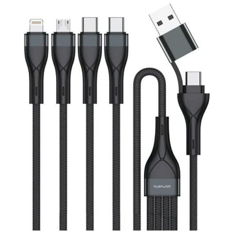 ⁨Kabel USB-C/USB-A 4smarts 4w1 1.2m        czarny⁩ w sklepie Wasserman.eu