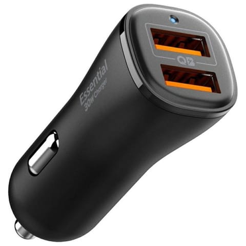 ⁨Ładowarka samochodowa Spigen Essential    EV302 30W 2xUSB-A czarny⁩ w sklepie Wasserman.eu