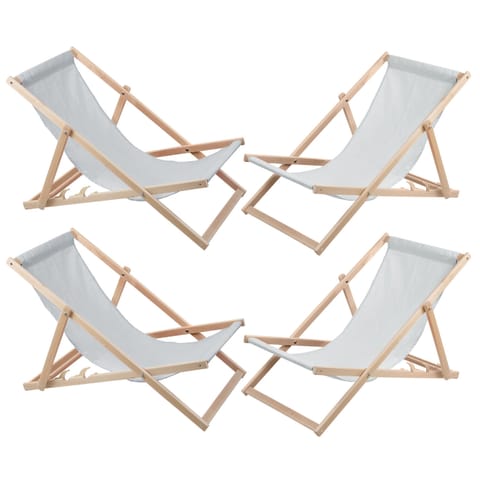 ⁨Zestaw czterech leżaków jasny popiel, Woodok, zmontowany⁩ w sklepie Wasserman.eu