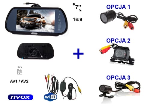 ⁨Zestaw monitor lcd 7cali w lusterku wstecznym 12v 24v samochodowa kamera cofania i bezprzewodowy moduł wifi⁩ w sklepie Wasserman.eu