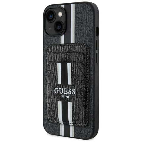 ⁨Etui Guess 4G Stripes z portfelem        Magsafe do iPhone 15 czarny⁩ w sklepie Wasserman.eu