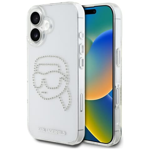 ⁨Etui Karl Lagerfeld IML Rhinestones Karl Head do iPhone 16 przezroczysty⁩ w sklepie Wasserman.eu
