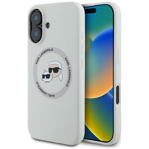 Etui Karl Lagerfeld Silicone Double Heads And Circle MagSafe do iPhone 16 beżowy w sklepie Wasserman.eu