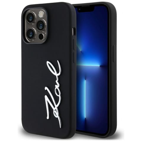 ⁨Etui Karl Lagerfeld Silicone Metal       Script Logo do iPhone 14 Pro czarny⁩ w sklepie Wasserman.eu