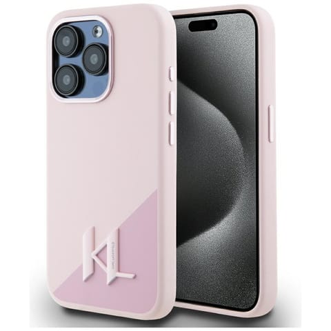 ⁨Etui Karl Lagerfeld Silicone Shadow       Metal Initial MagSafe do iPhone 15 Pro różowy⁩ w sklepie Wasserman.eu