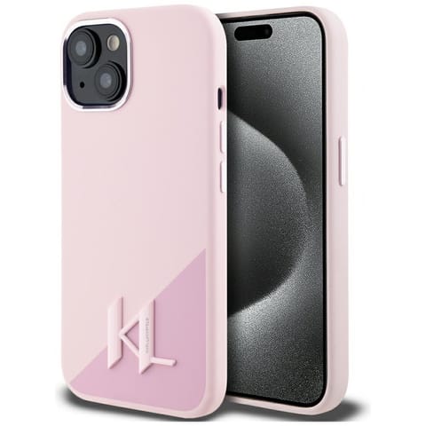 ⁨Etui Karl Lagerfeld Silicone Shadow       Metal Initial MagSafe do iPhone 15 różowy⁩ w sklepie Wasserman.eu