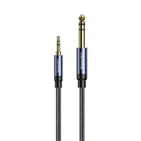 ⁨USAMS Adapter audio jack 3,5mm - 6,35mm 1.2m czarny/black SJ539YP01 (US-SJ539)⁩ w sklepie Wasserman.eu