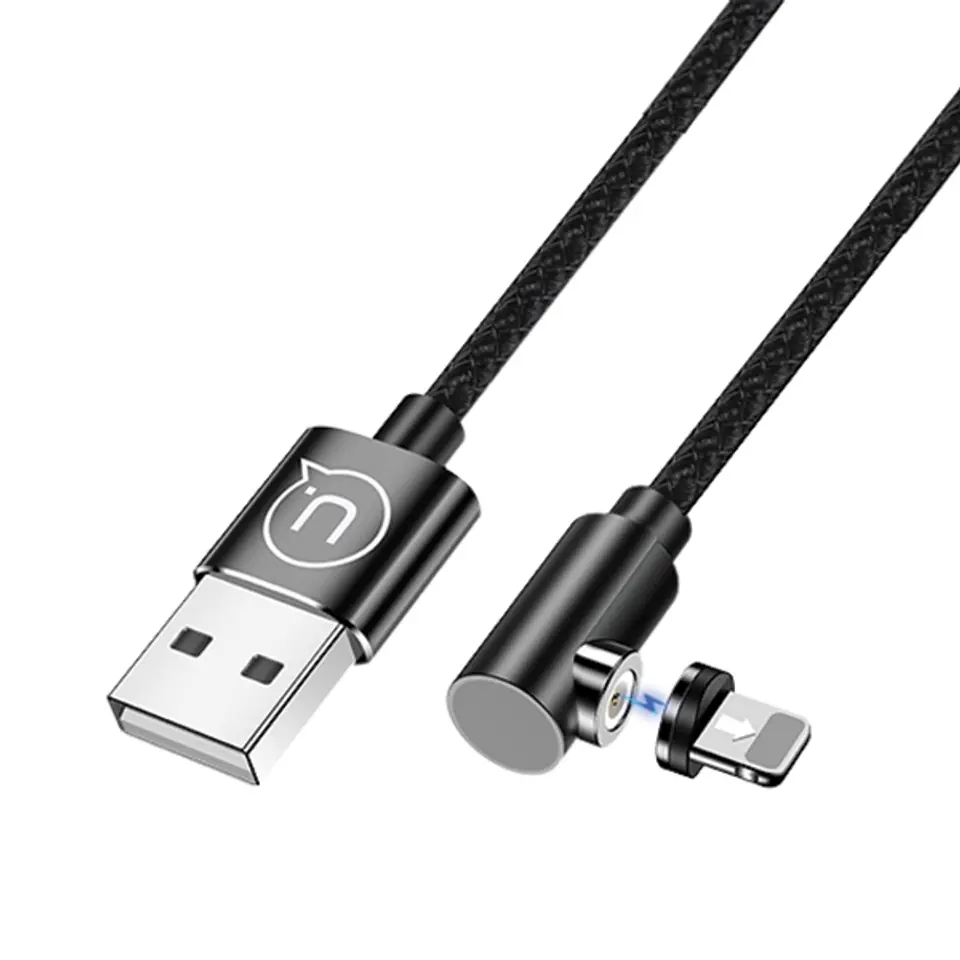 ⁨USAMS Kabel kątowy magnetyczny U54 1m lightning czarny/black SJ444USB01 (US-SJ444)⁩ w sklepie Wasserman.eu