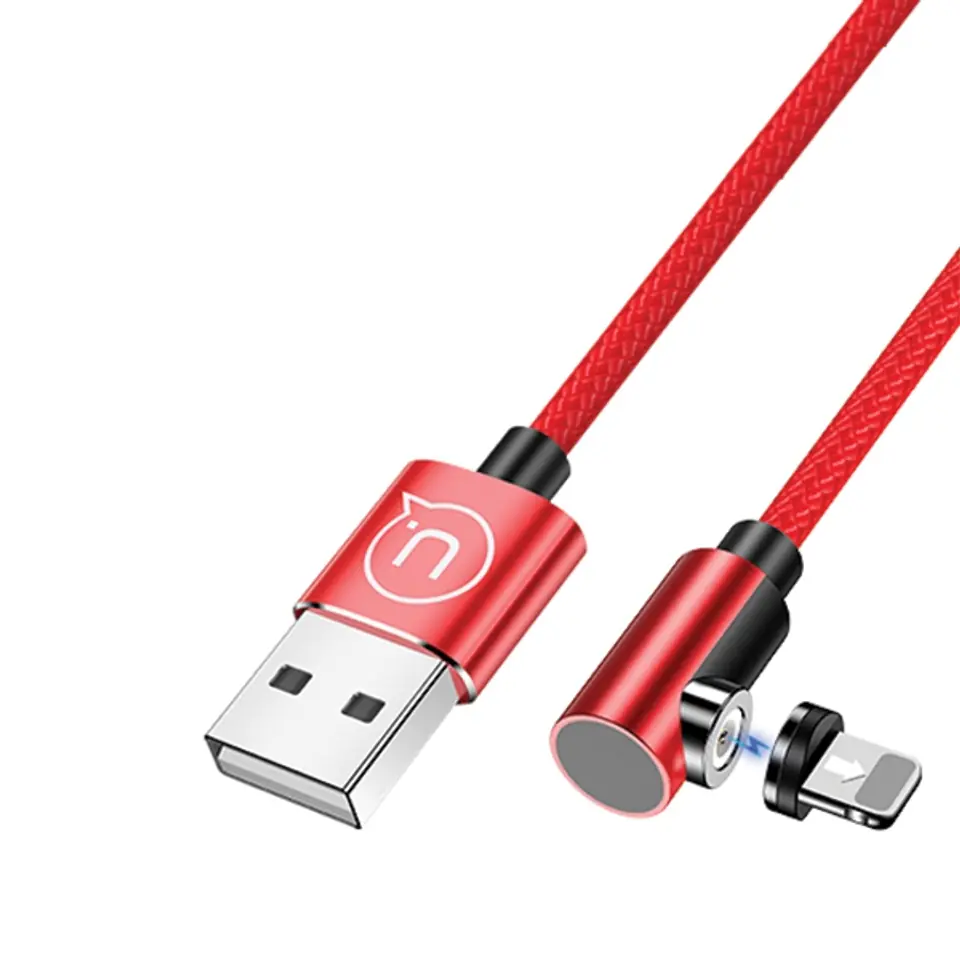 ⁨USAMS Kabel kątowy magnetyczny U54 1m lightning czerwony/red SJ444USB02 (US-SJ444)⁩ w sklepie Wasserman.eu