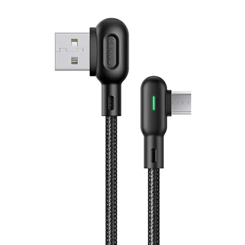 ⁨USAMS Kabel kątowy U57 MicroUSB 1,2m 2A czarny/black SJ458USB01 (US-SJ458)⁩ w sklepie Wasserman.eu