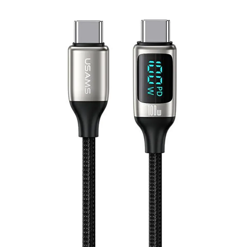 ⁨USAMS U78 USB-C to USB-C LED Braided Cable 1.2m 100W Fast Charging White/White SJ546USB02 (US-SJ546)⁩ at Wasserman.eu