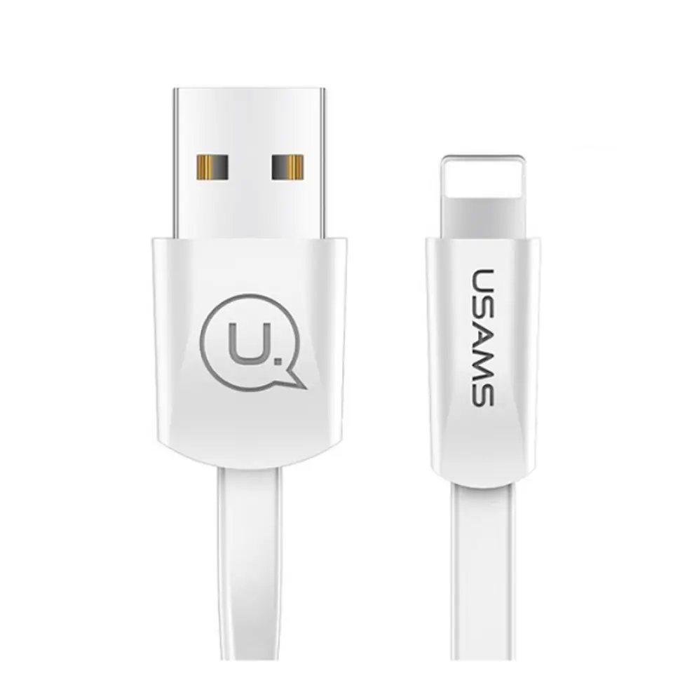 ⁨USAMS Kabel płaski U2 Lightning 1,2m biały/white SJ199IP02 iPhone 5/6/7/8/X (US-SJ199)⁩ w sklepie Wasserman.eu