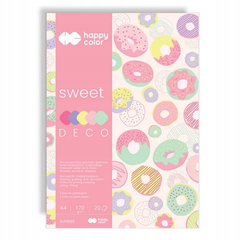 ⁨BLOK TECHNICZNY DECO SWEET HAPPY COLOR A4 20 ARKUSZY 5 KOLORÓW⁩ w sklepie Wasserman.eu