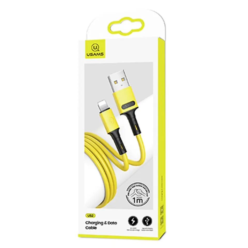 ⁨USAMS Kabel U52 lightning 2A Fast Charge 1m żółty/yellow SJ434USB03 (US-SJ434)⁩ w sklepie Wasserman.eu