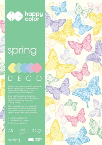 Blok Deco Spring A5, 170g, 20 ark, 5 kol., Happy Color w sklepie Wasserman.eu
