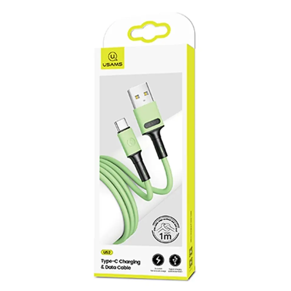 ⁨USAMS U52 USB-C 2A Fast Charge Cable 1m green/green SJ436USB02 (US-SJ436)⁩ at Wasserman.eu