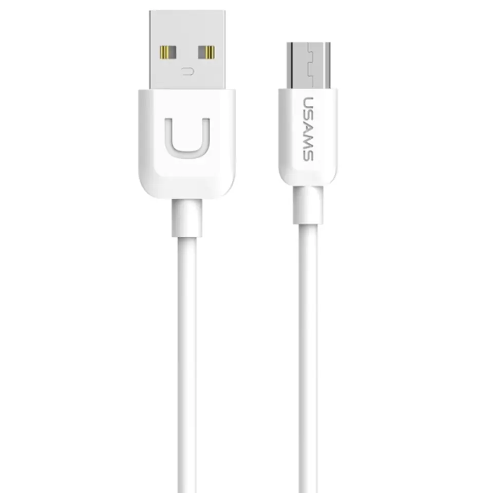 ⁨USAMS Kabel U-Turn microUSB 1m biały/white 2A MICUSBXD02 (US-SJ098)⁩ w sklepie Wasserman.eu