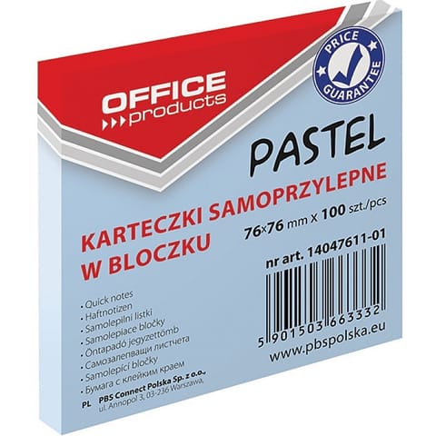 ⁨Karteczki Donau 76x76mm pastel niebieskie (100)⁩ w sklepie Wasserman.eu