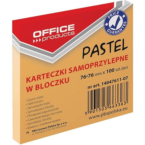 ⁨Karteczki Donau 76x76mm pastel pomarańczowe (100)⁩ w sklepie Wasserman.eu
