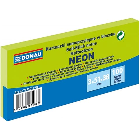 ⁨Karteczki Donau 38x51mm neon zielone (3x100)⁩ w sklepie Wasserman.eu
