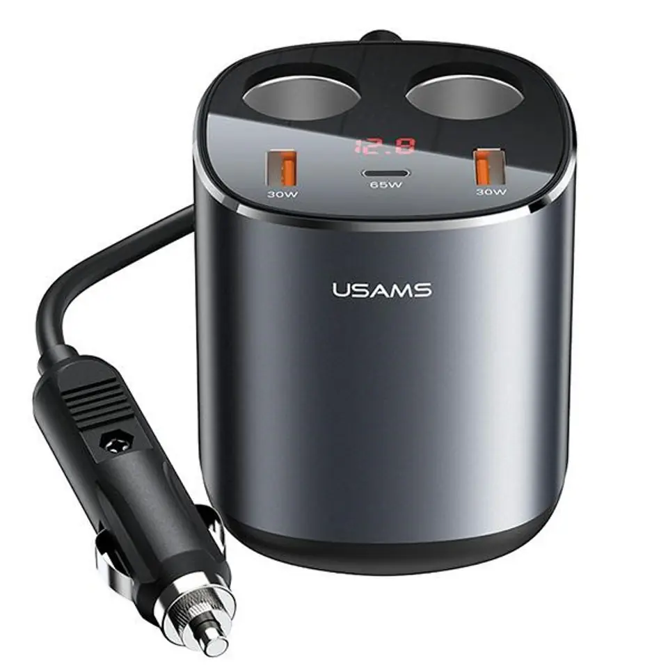 ⁨USAMS Rozgałęźnik samochodowy 2xUSB-A/ 1xUSB-C C28 245W szary/grey CC151TC01 (US-CC151)⁩ w sklepie Wasserman.eu