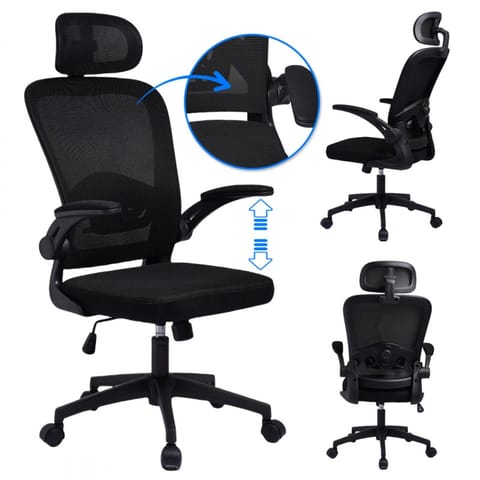 ⁨Fotel biurowy obrotowy "Mistral Black", mikrosiatka do biurka KO28CZ⁩ w sklepie Wasserman.eu