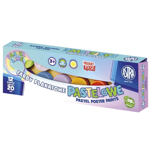 ⁨Farby plakatowe pastelowe Astra 12 kol x 20 ml STANDARD BOX⁩ w sklepie Wasserman.eu