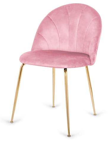 ⁨Krzesło tapicerowane CAMILA PINK VELVET GOLD⁩ w sklepie Wasserman.eu